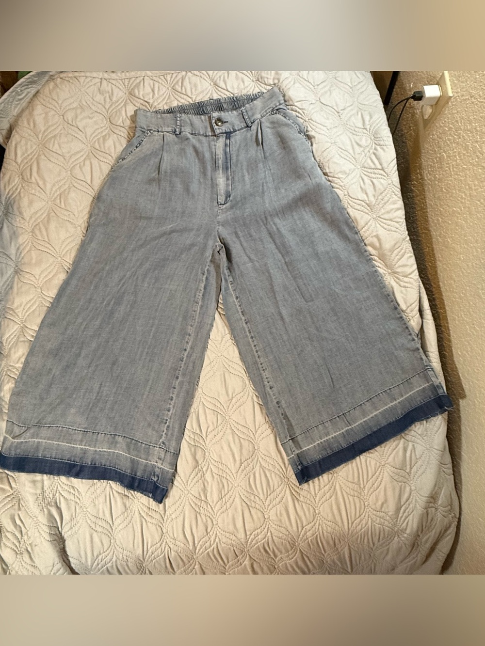 Eesome Chambray Wide Leg Crop Pants Size Small‎